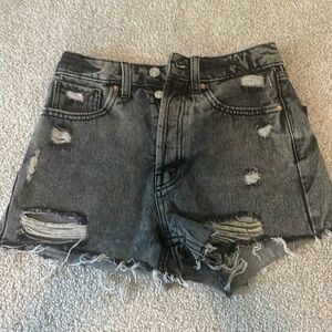 Black, distressed jean shorts